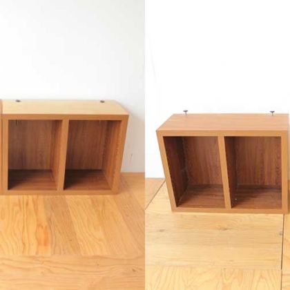 本棚収納お家サイズに合わせてサイズダウンリサイズリメイク　家具リメイク事例：R281　Before&after