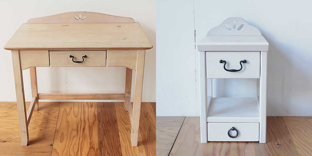 学習机を小引き出しにリメイク　家具リメイク事例：R284　Before&after