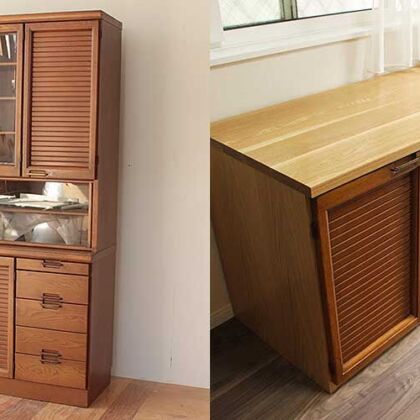 食器棚から無垢オーク材使用のデスクへリメイク　家具リメイク事例：R294　Before&after