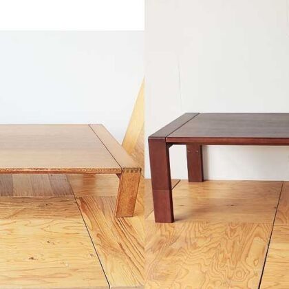 ローテーブルをソファで使えるよう高くサイズアップとダーク色塗装へリメイク　家具リメイク事例：R302　Before&after