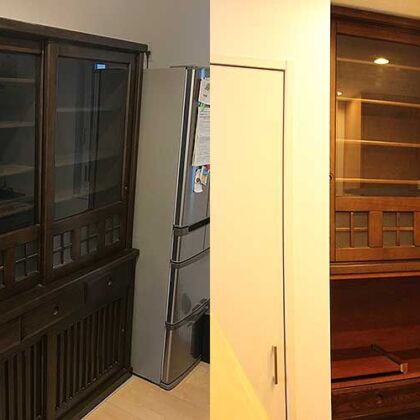 食器棚に棚を足してサイズアップリメイク　家具リメイク事例：R308　Before&after
