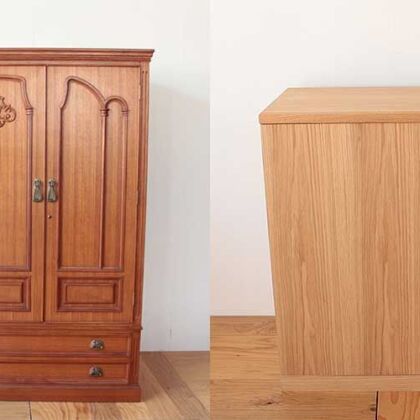 婚礼家具洋服箪笥からオーク材リビングボードにリメイク　家具リメイク事例：R311　Before&after