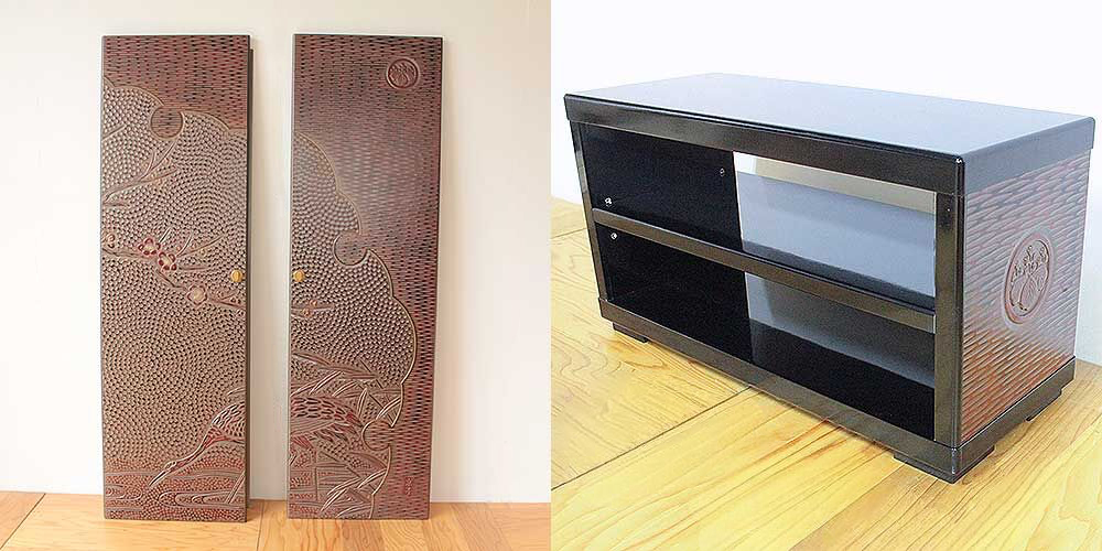 R0313:鎌倉彫の婚礼タンスをオープンタイプのテレビ台にリメイクのイメージ