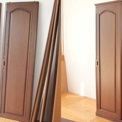 大きな3枚の引き違い戸の婚礼タンスを1枚扉のスリムサイズにリメイク　家具リメイク事例：R324　before&after