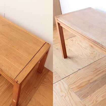 伸縮式天板のローテーブルの機能を残してダイニングテーブルとしてリメイク　家具リメイク事例：R329　before&after