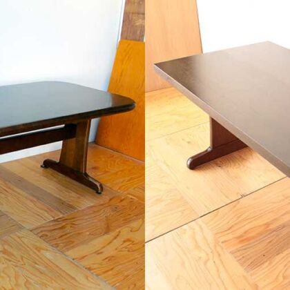 大きて重い無垢天板のテーブルをリサイズ　家具リメイク事例：R330　Before&after
