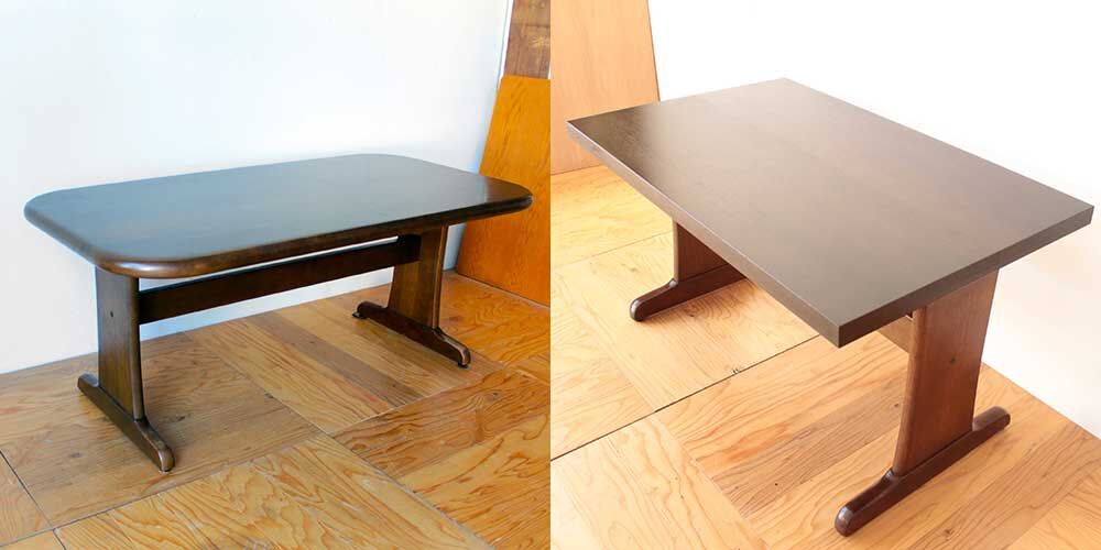 大きて重い無垢天板のテーブルをリサイズ　家具リメイク事例：R330　Before&after