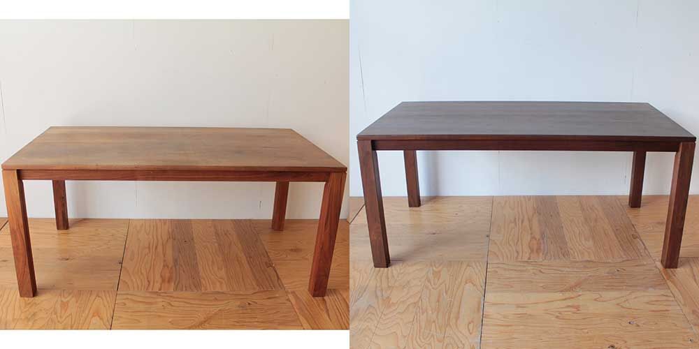 ウォールナットのダイニングテーブルをレストア　家具リメイク事例：R333　Before&after