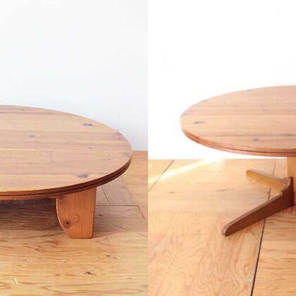 ローテーブルを中央一本脚のダイニングテーブルにリメイク　家具リメイク事例：R334　Before&after