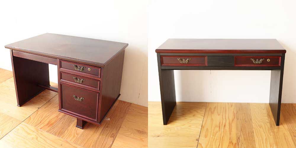 学習机を思い出の品を飾れる引き出し付コンソールテーブルにリメイク　家具リメイク事例：R353　before&after