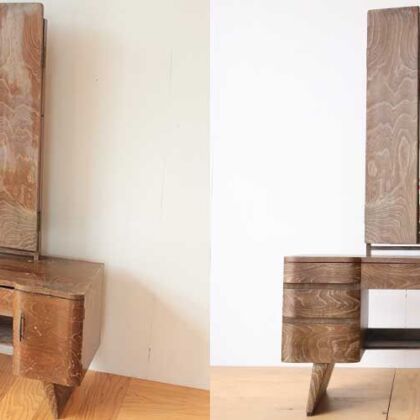 歴史ある昭和初期の三面鏡をレストア　家具リメイク事例：R355　before&after