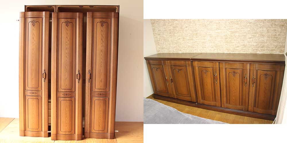 婚礼家具のタンスの高さを抑えテレビボードにリメイク　家具リメイク事例：R360　before&after