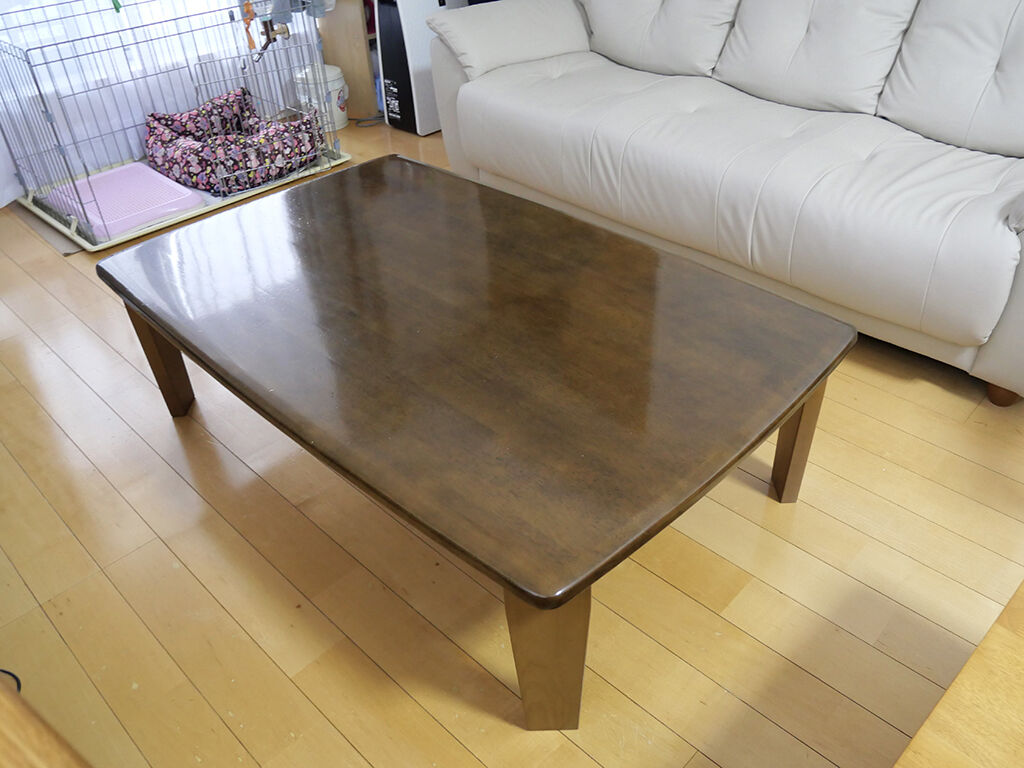 東京のお客様のご新居に納品したリメイク後の折り畳み座卓