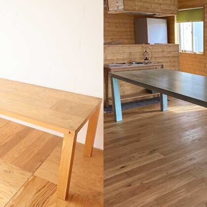 大きなダイニングテーブルをアンティーク風に塗装リメイク　家具リメイク事例：R371　before&after
