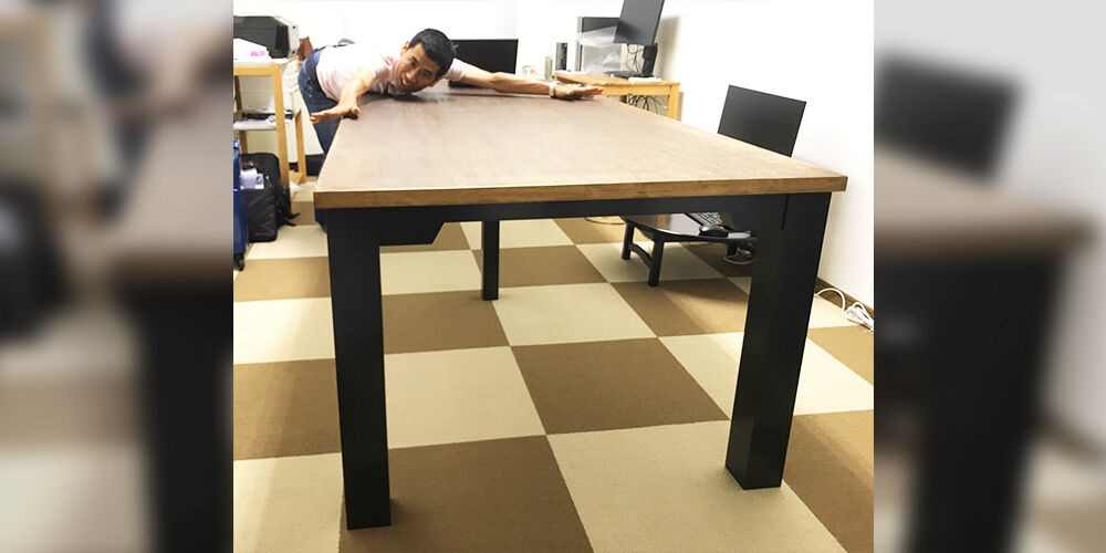 M0088:ラワン合板の天板で製作した「一生使える」ワークテーブルのイメージ