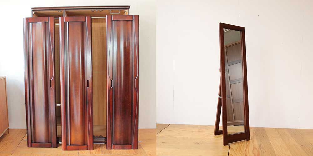 洋服タンスの扉に付いていた鏡を活かして、スタンドミラーにリメイク 家具リメイク事例：R409　before&after