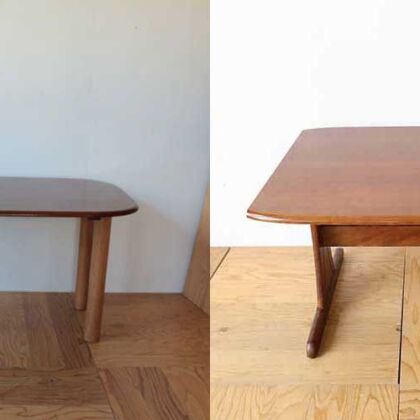 オーバル型のダイニングテーブルをリサイズ　家具リメイク事例：R413　before&after