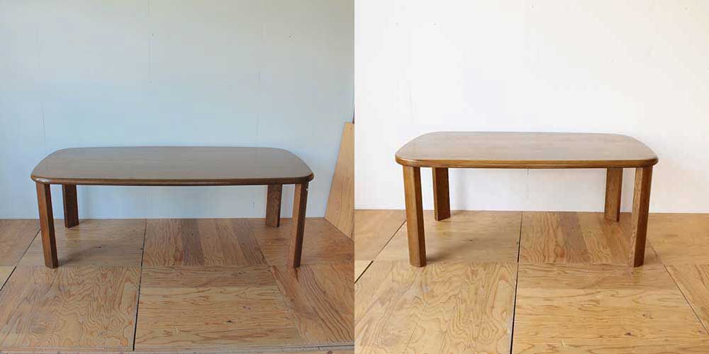 W1900ある大きなダイニングテーブルの天板をリサイズ　家具リメイク事例：R414　before&after