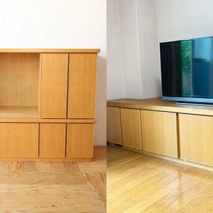 大きなテレビ台を上下で分割して、下部を開放感のあるテレビ台にリメイクしました　家具リメイク事例：R424　before&after