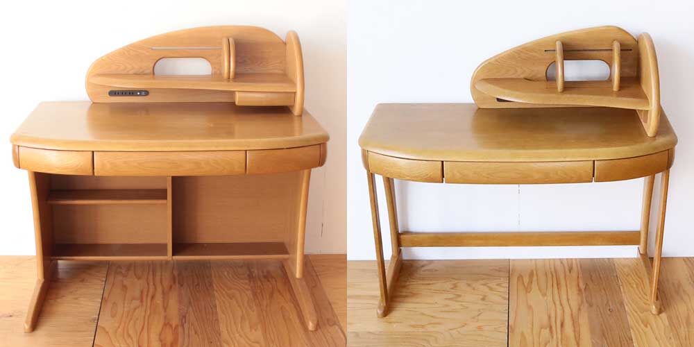 学習机の奥行きと、上置き棚の幅をリサイズしました　家具リメイク事例：R425　before&after