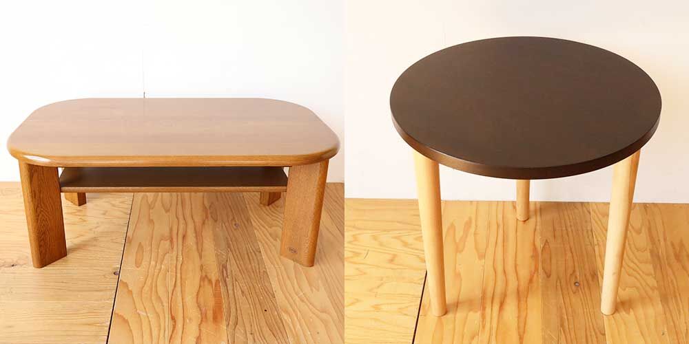 お客様のご両親が大切にされていたというローテーブルを、円形テーブルにリメイク　家具リメイク事例：R430　before&after