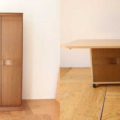 洋服タンスの扉を生かして収納付きダイニングテーブルにリメイク　家具リメイク事例：R436　before&after