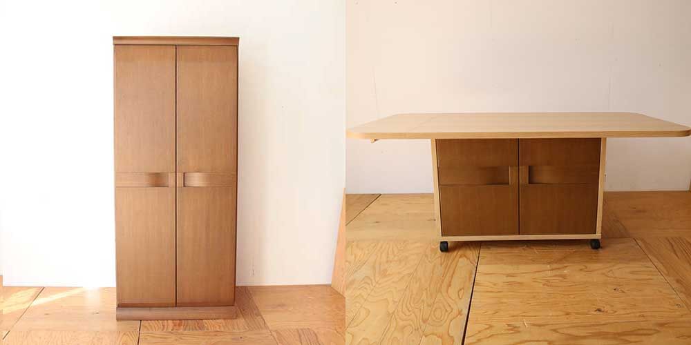 洋服タンスの扉を生かして収納付きダイニングテーブルにリメイク　家具リメイク事例：R436　before&after