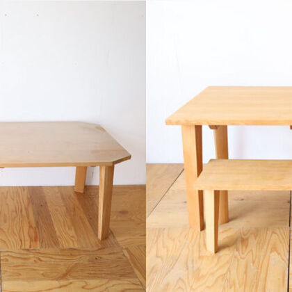 ダイニングテーブルとベンチをご新居に合わせてリサイズとレストア　家具リメイク事例：R472　before&after