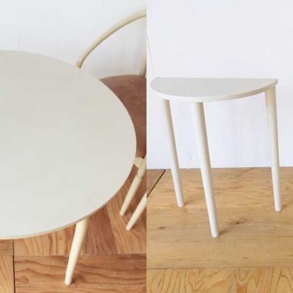 円形テーブルを２台の半円テーブルにリメイク