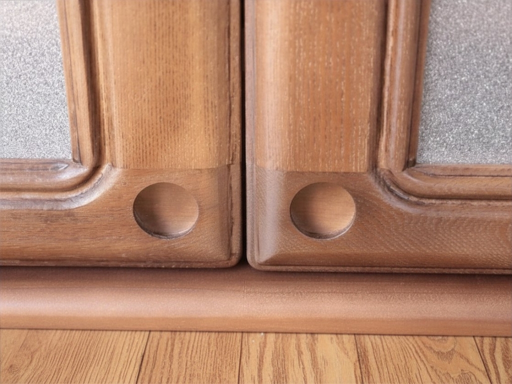 下から手を伸ばして開け閉めしやすいようにつけた扉の丸溝