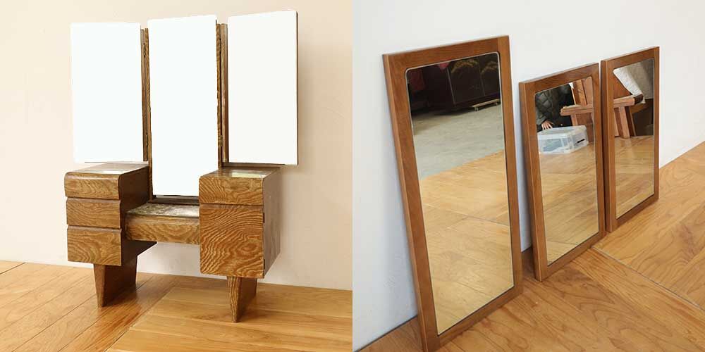 鏡台の三面鏡を壁掛け鏡にリメイク