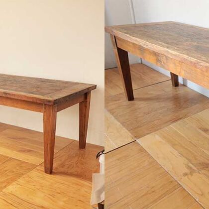 チーク古材のテーブルをリサイズ
