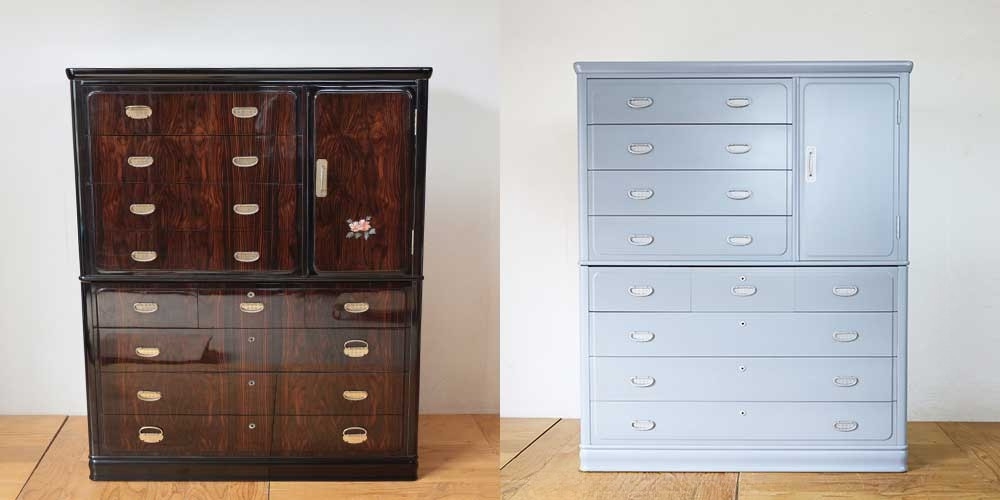 R1132:和の趣漂うタンスを再塗装！ライトグレーでスタイリッシュにのイメージ