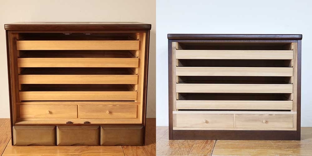 R1148:和タンスのお着物収納を単体で。扉なしのオープンタイプにリメイクのイメージ