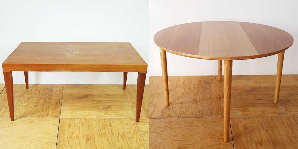 R1160:長方形ダイニングテーブルを円形へ。小さくしても、天板拡張で広々のイメージ