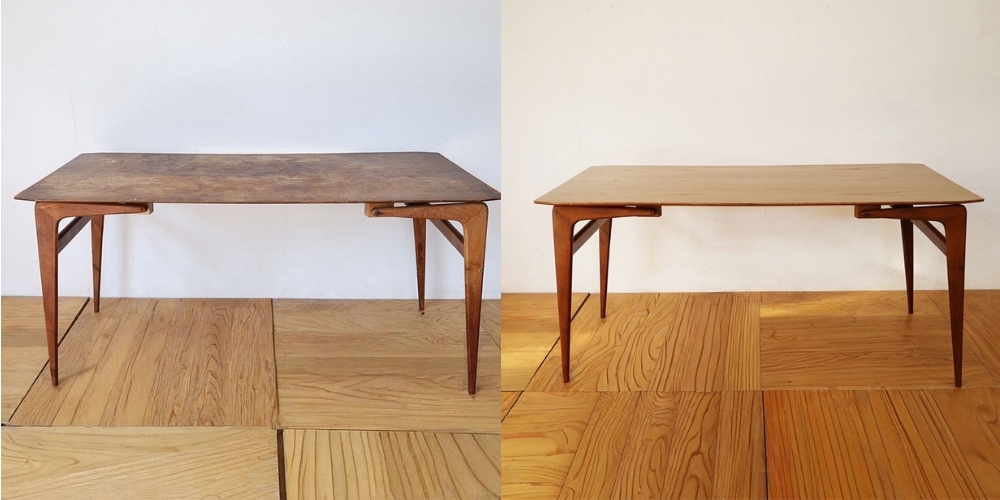 R1171:化粧材を貼り替えて天板を美しく。大切なテーブルをレストアのイメージ