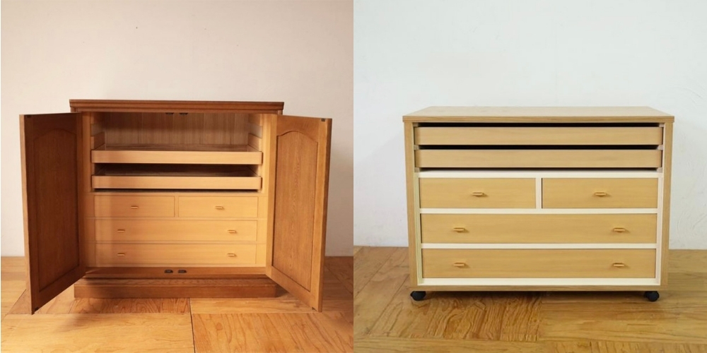 R1182:押入れで使えるキャスター付きお着物収納。和タンスをリサイズのイメージ