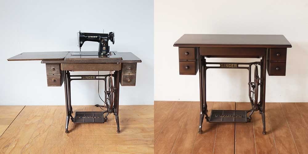 R1279:亡きお祖母様の足踏みミシン。天板をフラットに整え、デスクにのイメージ