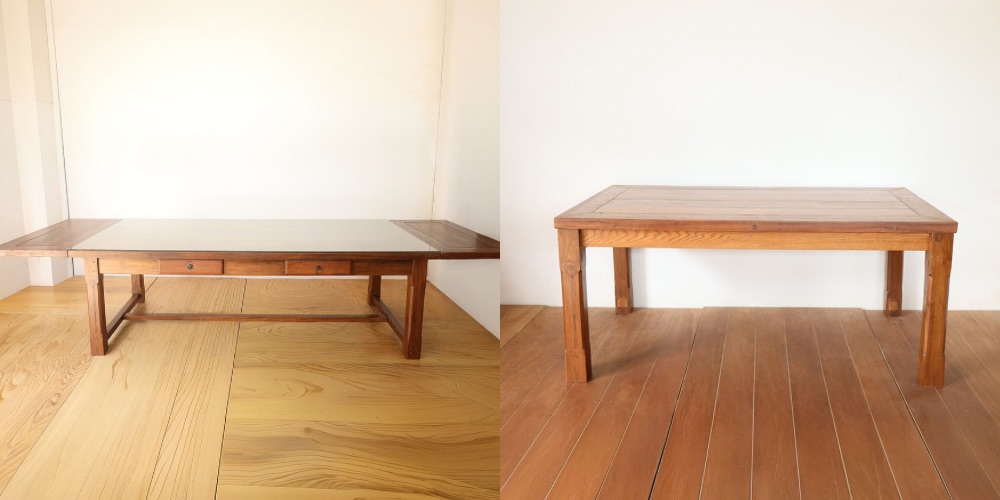 R1314:延長天板付きテーブルをリサイズ。横幅3mを160cmにのイメージ