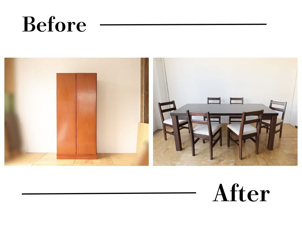 婚礼タンスをダイニングテーブルにリメイク（ウォールナット）