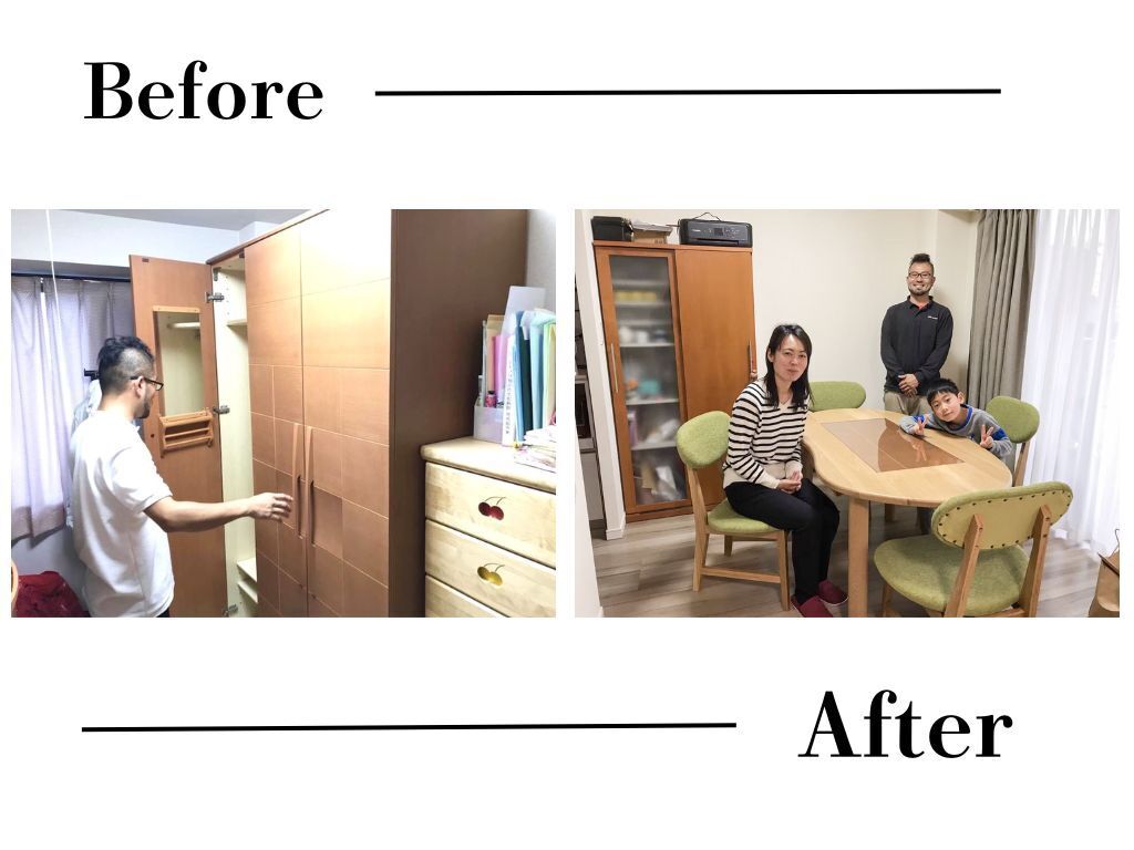 婚礼タンスを豆型ダイニングテーブルにリメイク