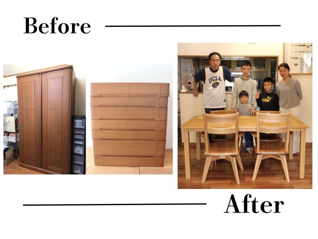 婚礼タンスをダイニングテーブルにリメイク