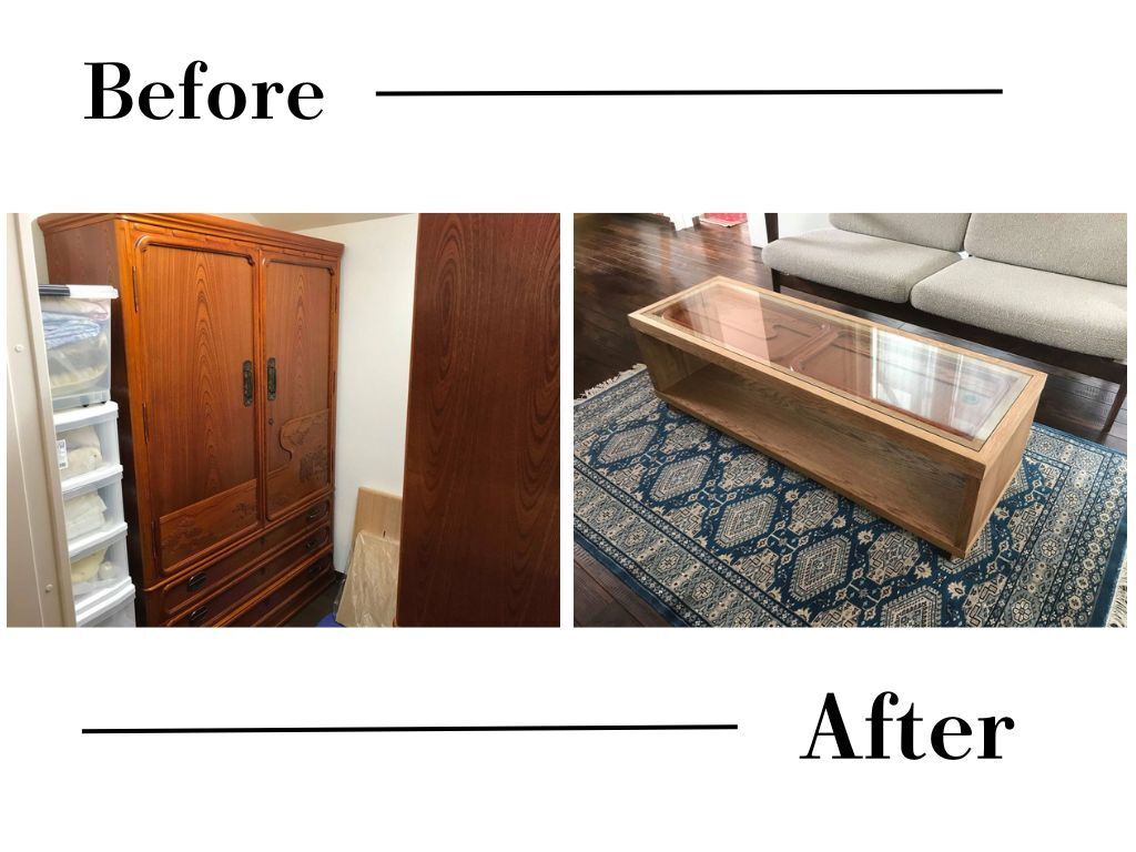 婚礼タンスをダイニングテーブルにリメイク