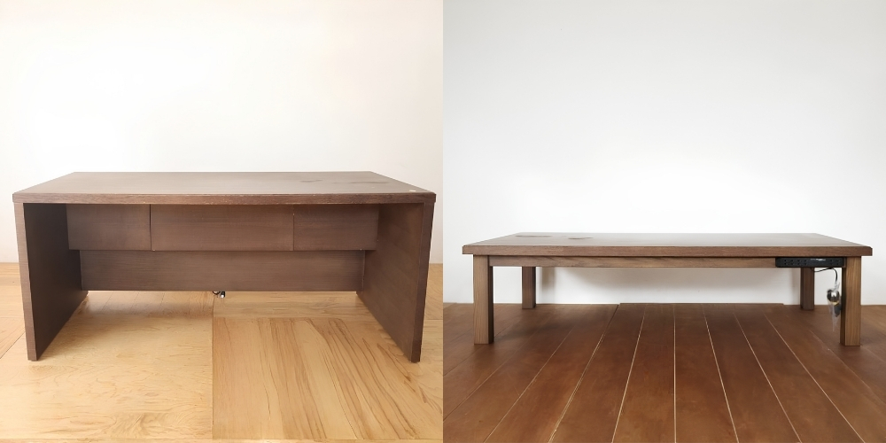 R1351:机をロフトで使える高さにリメイク。脚変更で70cm→40cmにのイメージ