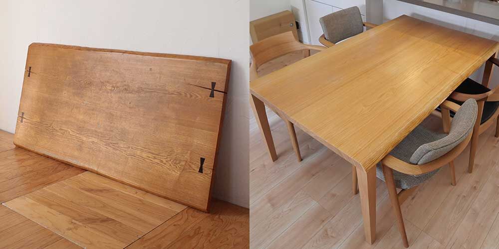 R1066:割れたダイニングテーブルの天板を新品のようにリメイクのイメージ