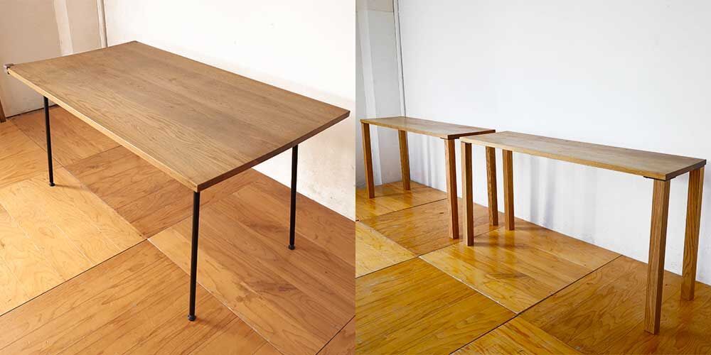 R1094:ダイニングテーブルを2台のシンプルな学習机にリメイクのイメージ