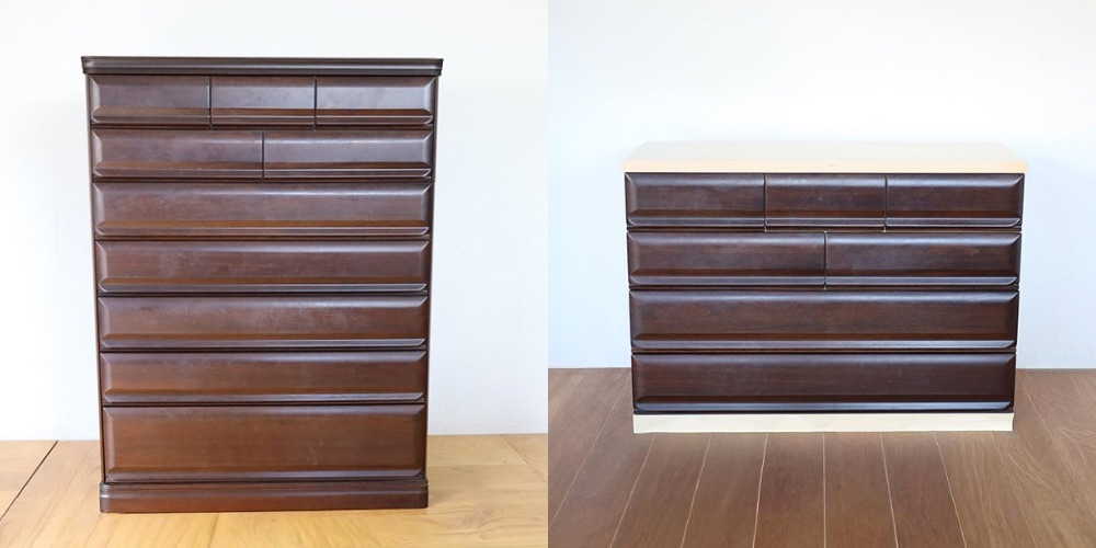 R1431:整理タンスを、ウォークインクローゼット内で使える4段チェストにのイメージ