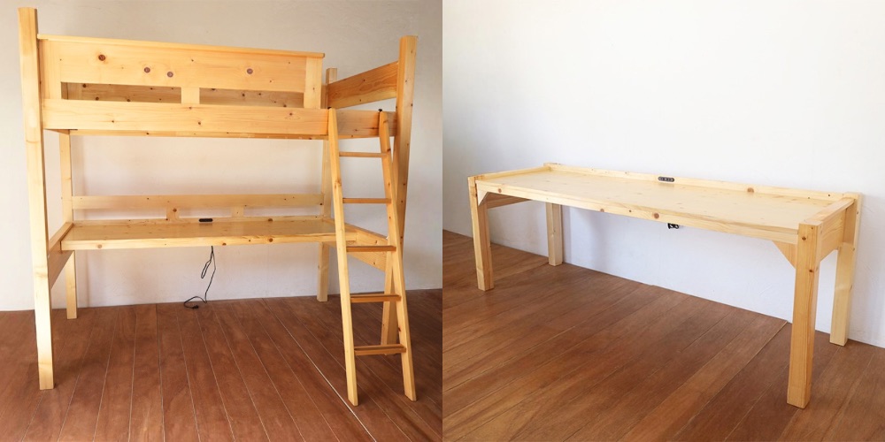 R1437:ロフトベッドを分解。デスク部分を単体で使えるようリメイクのイメージ