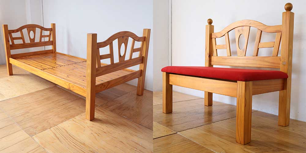 R1117:思い出の詰まったベッドのヘッドボードを活かしてベンチにリメイクのイメージ