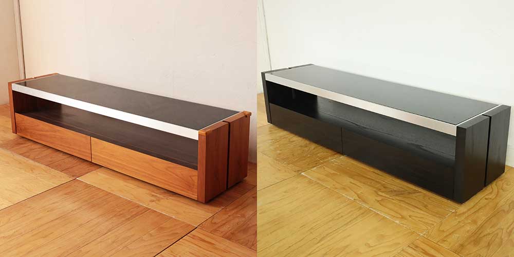 R1118:テレビボードの木製部分を再塗装!黒でスタイリッシュにのイメージ